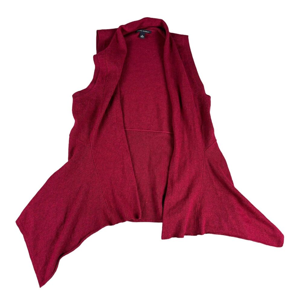 Banana Republic Cardigan Womens Medium Red Draped Vest Sleeveless Lambs Wool